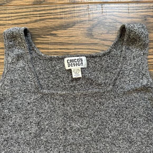 Vintage Chico’s Design Linen Cotton Knit Tank Top Size 2 Gray Sleeveless - Picture 3 of 5
